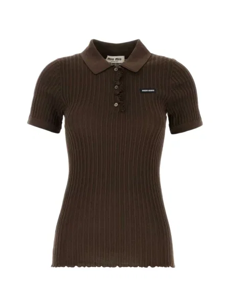 Tricou polo Miu Miu din jerseu maro