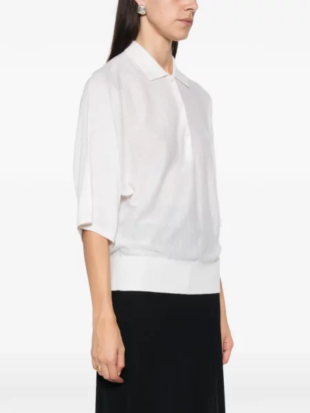 Gulerat tricou polo Lisa Yang alb