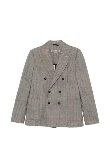 Sacou Circolo 1901 cu model herringbone cu două rânduri de nasturi gri