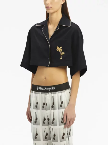 Πουκάμισο Palm Angels με κέντημα κομμένο μαύρο