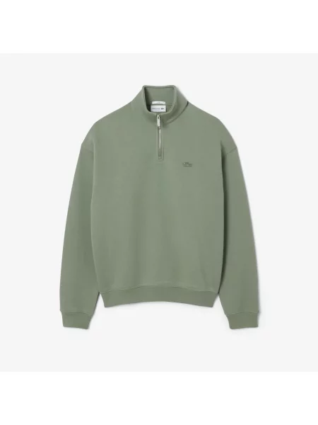 Lacoste Bluza Z Grubego Polaru Z Suwakiem Przy Szyi zielony
