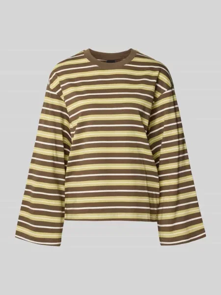 Bluzka z długim rękawem o kroju relaxed fit z czystej bawełny Gina Tricot oliwkowa