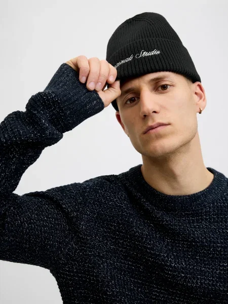 JACK & JONES Căciulă JACNORREBRO negru alb