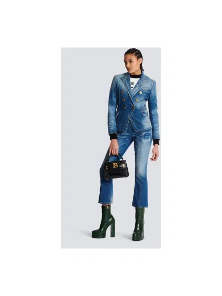 Kurtka jeansowa Balmain niebieska