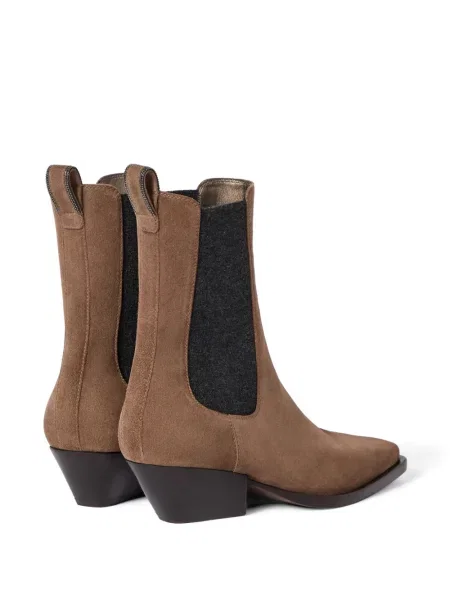 Botine chelsea Brunello Cucinelli din piele de căprioară