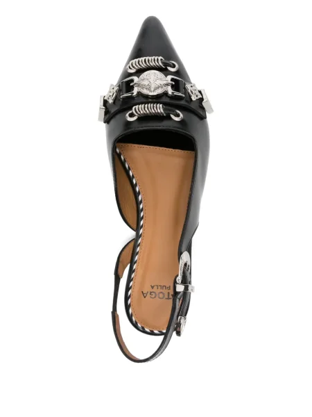 Papuci tip mules Toga Pulla cu cataramă slingback negru