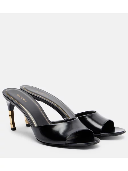 Papuci tip mules Gucci din piele negru