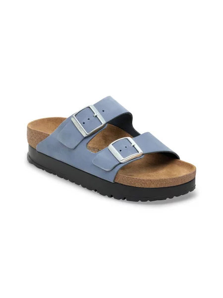 Birkenstock Arizona PAP Flex Platform Nubuk Leather Narrow Fit Kobiety Sandały Birkenstock Size: niebieski