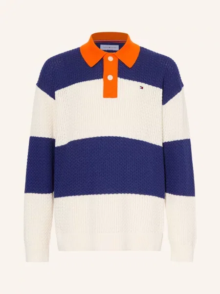 Tommy Hilfiger Dzianinowa Koszulka W Stylu Rugby blau biała