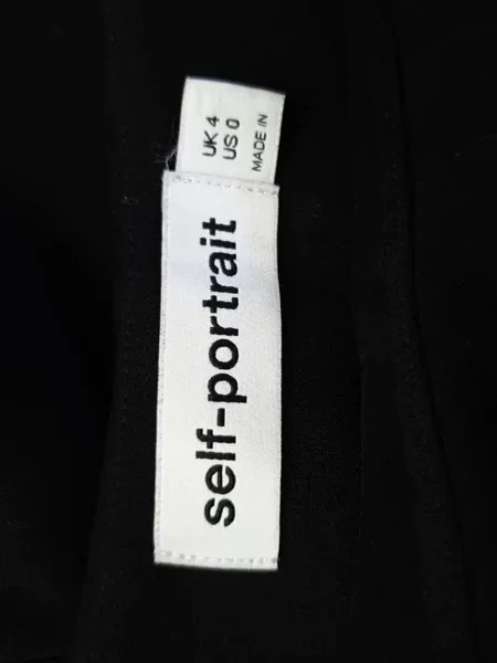 Pantaloni Self-portrait din crep negru