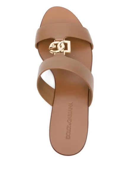 Papuci Dolce & Gabbana din piele maro