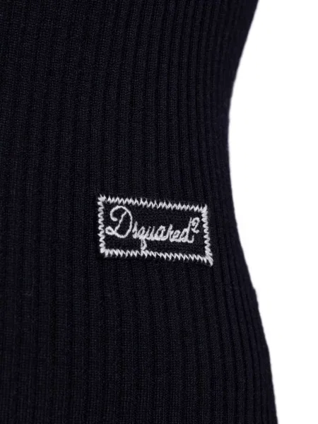Πλεκτή με κολάρο μίντι φόρεμα Dsquared2 μπλε