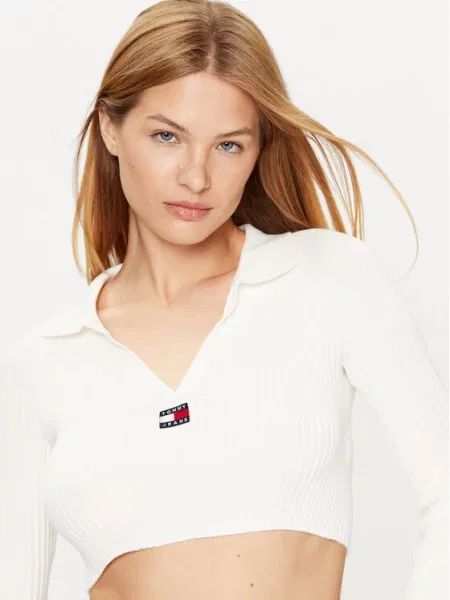 Tommy Jeans Pulover Écru