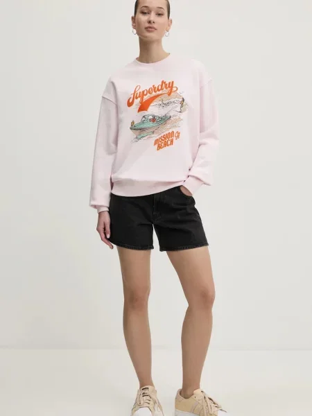 Кофта Superdry з принтом рожевий