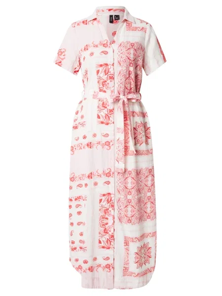 VERO MODA Dolga srajca VMMILAN OMIA rdeča bela