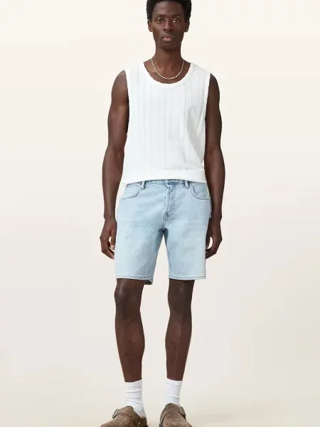 Дънков къс панталон AllSaints SWITCH мъжки синьо