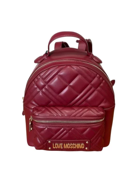 Plecak Love Moschino skórzany pikowany czerwony