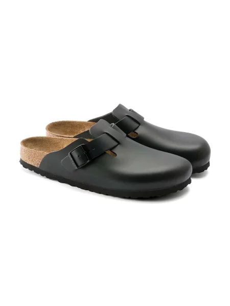 Шкіряні шльопанці Birkenstock Boston чорний