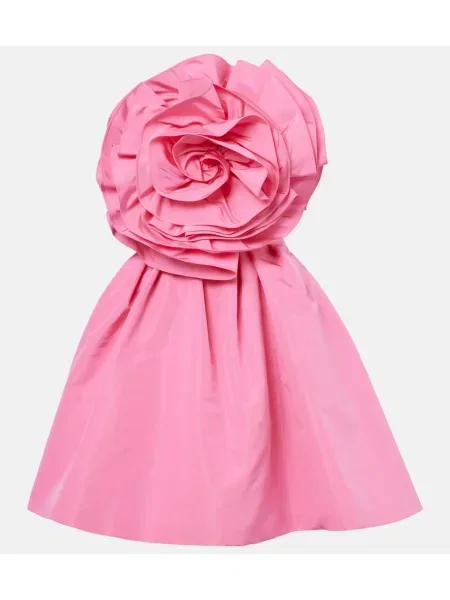 Jedwabna sukienka koktajlowa Carolina Herrera w kwiatki garniturowa różowa