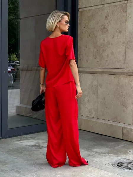 Jadone Fashion Штани палаццо Vir_ch Поліестер/еластан червоний