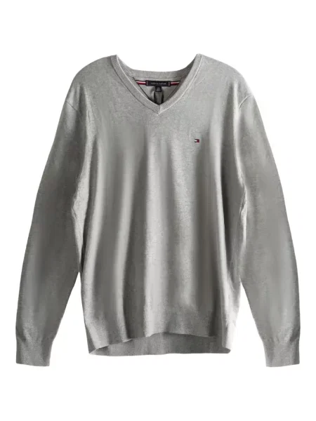 Pulover Tommy Hilfiger cu decolteu în V gri