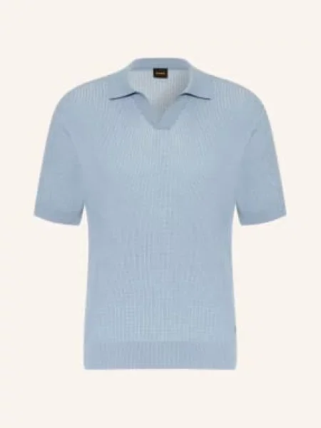 Boss Pletené Polo Tričko Aravolo tmavě modrá