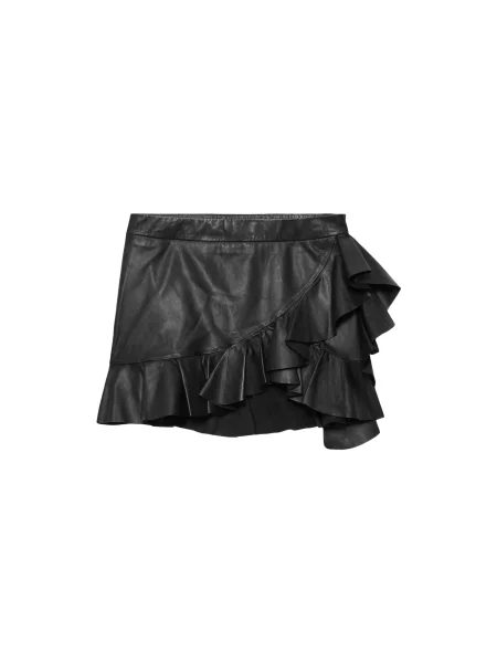 AllSaints fustă din piele LUANA LEA negru