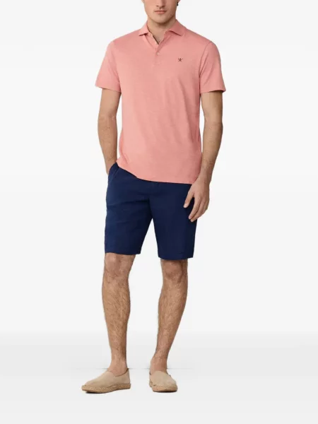 Λινό polo Hackett με κέντημα ροζ