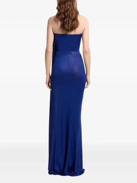 Μάξι φόρεμα Elie Saab ντραπέ στράπλες μπλε
