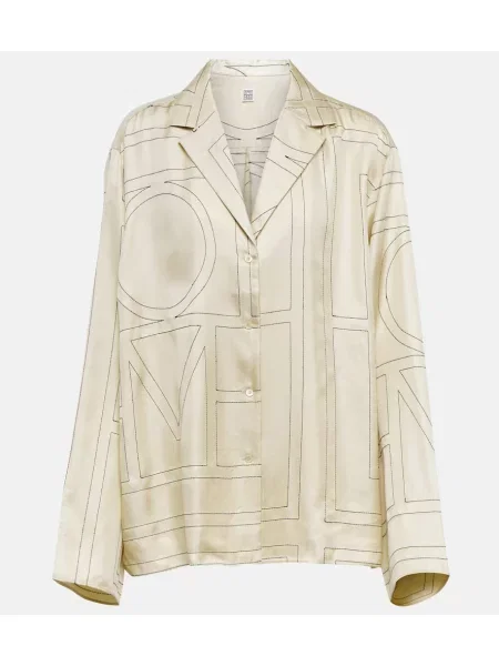 Cămașă Toteme cu broderie de mătase alb