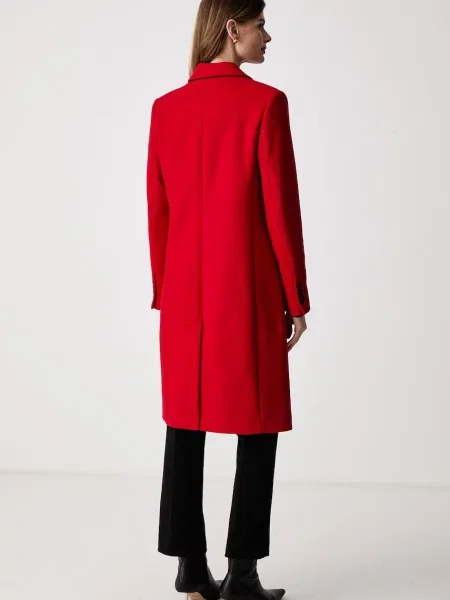 Tommy Hilfiger elegancki płaszcz z wełną czerwony