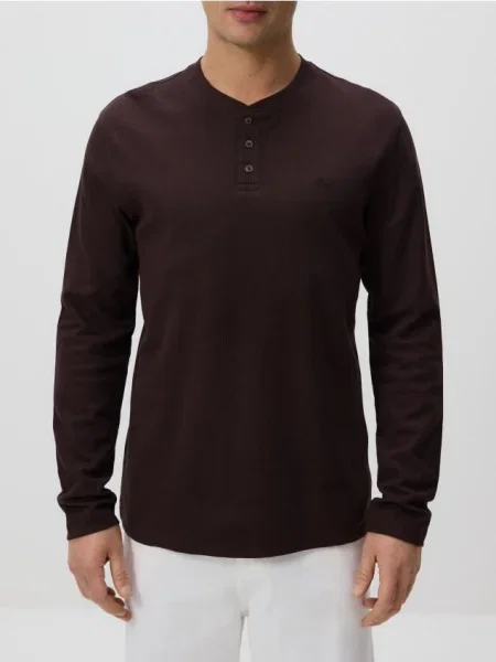 Cămașă Reserved cu mâneci lungi lungă maro