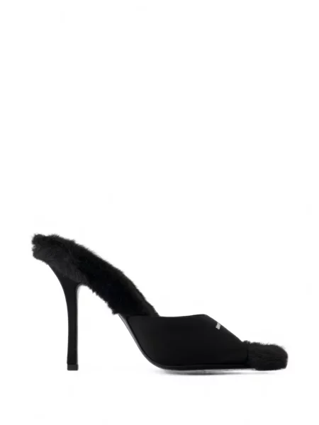 Papuci tip mules Alexander Wang cu blană negru