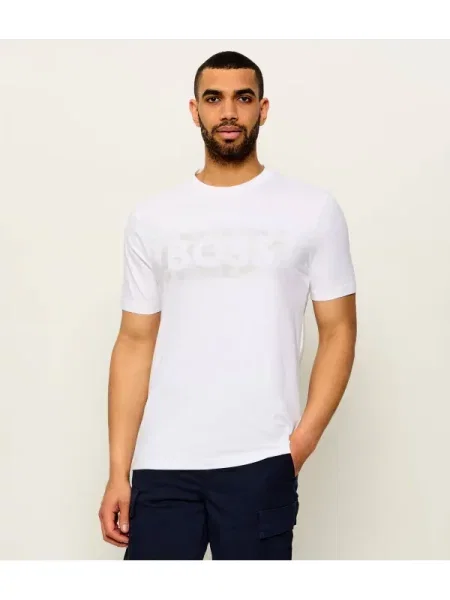 BOSS GREEN Tricou TS_Globe | stretch alb