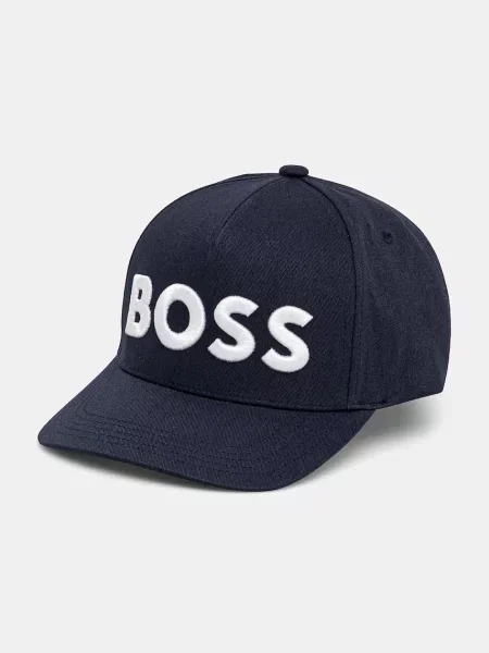 Шапка с козирка BOSS с апликация черно
