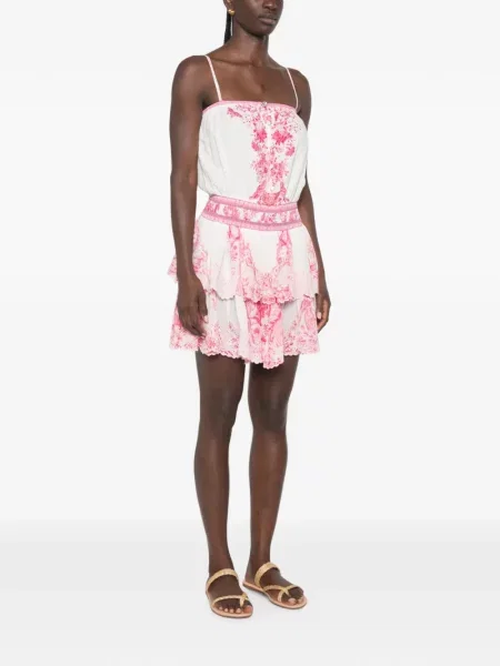 Rochie mini Camilla cu model floral cu imagine alb
