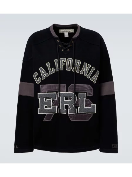 Tricou Erl cu broderie din jerseu negru