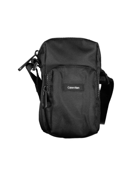 Lniana torebka crossbody Calvin Klein biznesowa czarna
