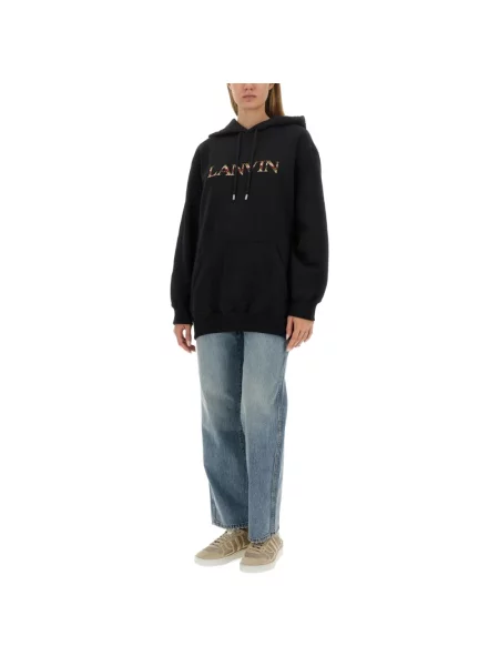 Bluza z kapturem Lanvin z kapturem z logo czarna