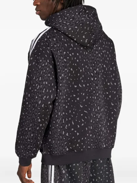 Pruhované semišové tričko Adidas černé