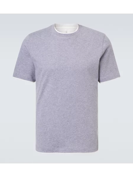 Tricou Brunello Cucinelli din jerseu gri