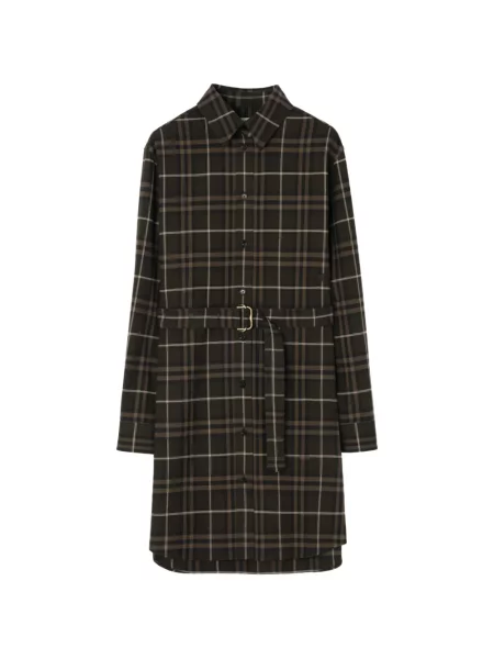 Rochie tip cămașă Burberry în carouri maro