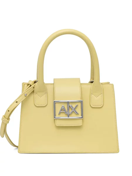 Geantă shopper Armani Exchange cu autograf galben