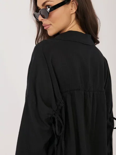 Cămașă de in Italy Moda de in negru