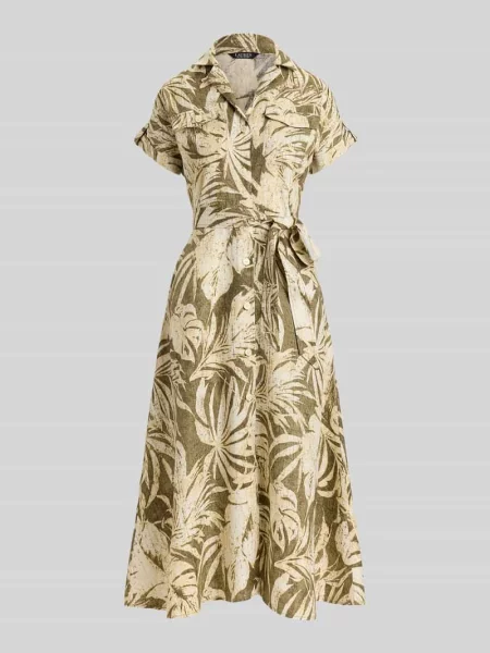 Lauren Ralph Lauren sukienka rozkloszowana lniana zielona