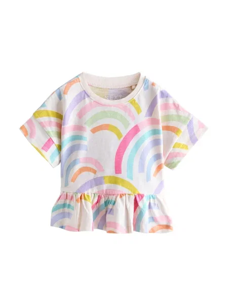 Next Tricou albastru deschis / galben / roz alb