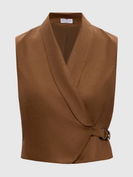 Жилет з льону Brunello Cucinelli коричневий