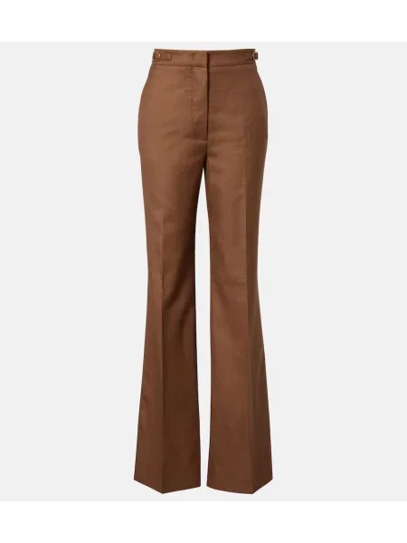 Pantaloni Gabriela Hearst de lână evazate maro