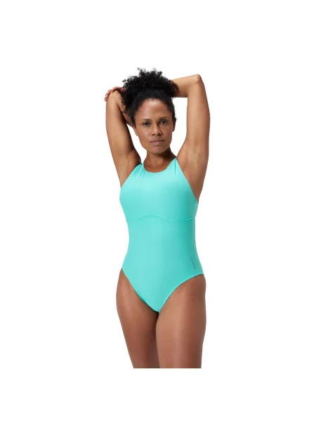 Strój kąpielowy jednoczęściowy na basen Speedo Solid High Neck niebieski