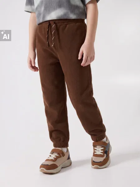 Sinsay Fleece volné tepláky hnědá